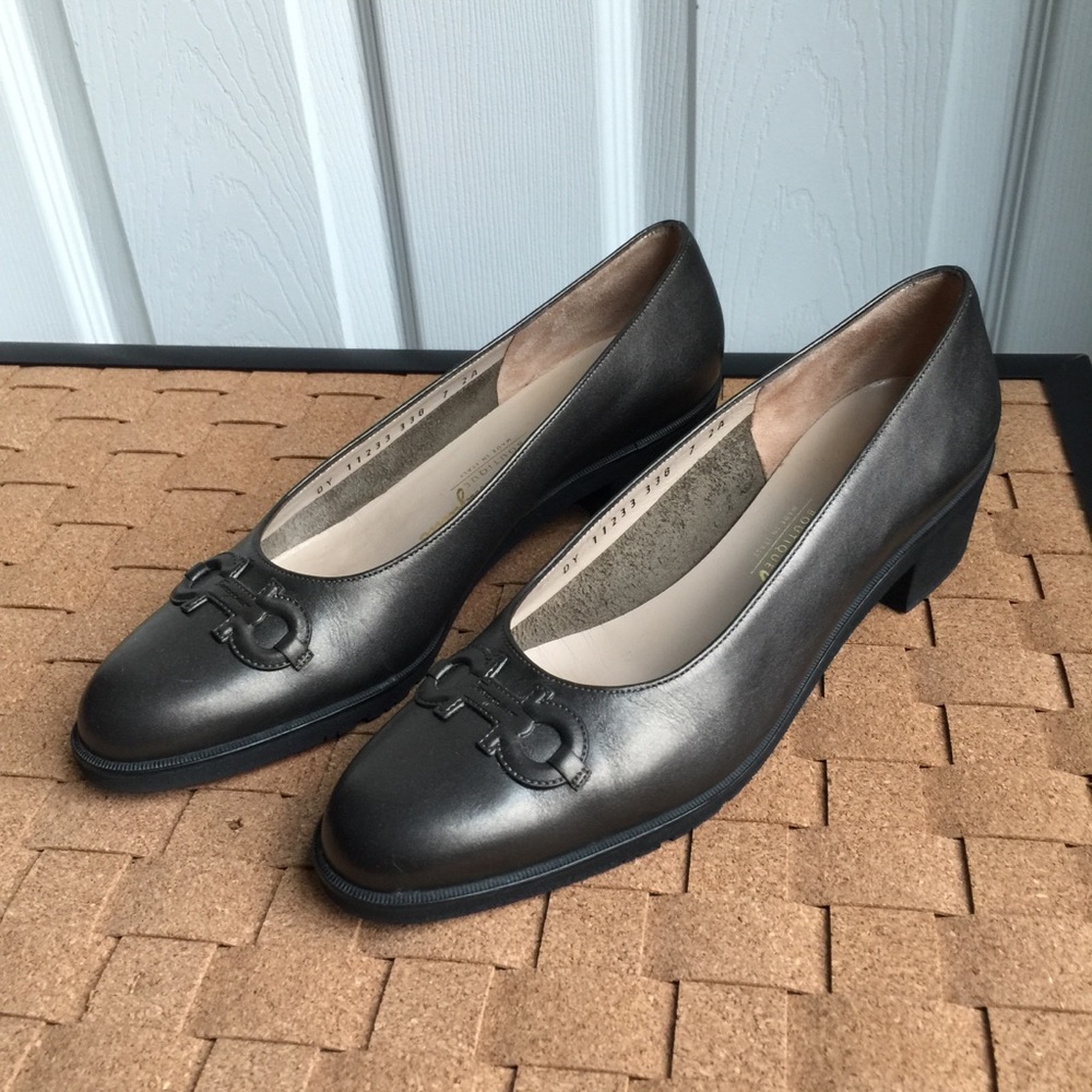 Salvatore Ferragamo Charcoal Leather Shoes